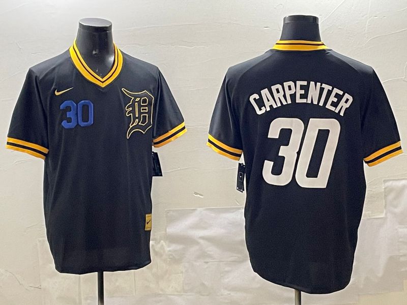Men Detroit Tigers #30 Carpenter Black Gold Game 2025 Nike MLB Jersey style 3->detroit tigers->MLB Jersey